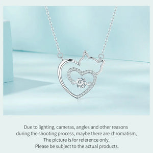 925 Silver Cat Heart Pendant & Necklace-Furbaby Friends Gifts