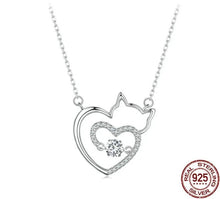 Carregar imagem no visualizador da galeria, 925 Silver Cat Heart Pendant &amp; Necklace-Furbaby Friends Gifts