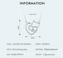 Carregar imagem no visualizador da galeria, 925 Silver Cat Heart Pendant &amp; Necklace-Furbaby Friends Gifts