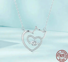 Load image into Gallery viewer, 925 Silver Cat Heart Pendant &amp; Necklace-Furbaby Friends Gifts