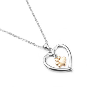 925 Sterling Silver & 18K Gold Plated Pet Footprint Pendant Necklace-Furbaby Friends Gifts