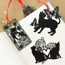 Load image into Gallery viewer, Beautiful Black Metal Cat Bookmarks/ Tree Ornament-Furbaby Friends Gifts