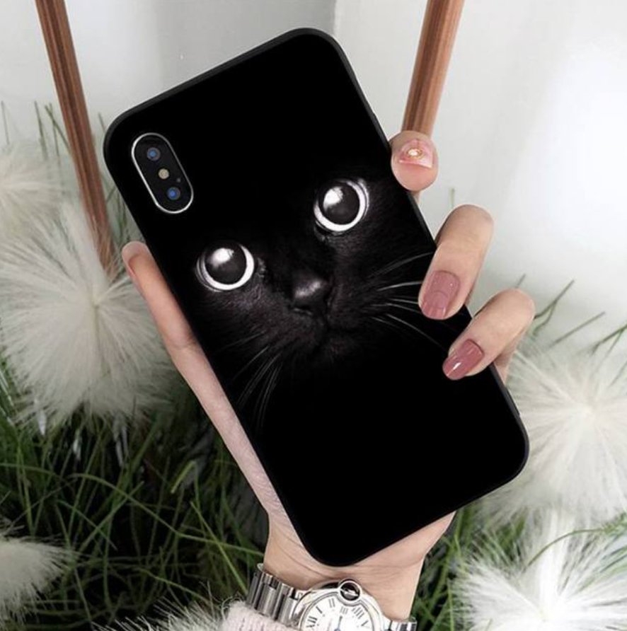 Black Cat Eyes Phone Case for iPhone & Android Devices