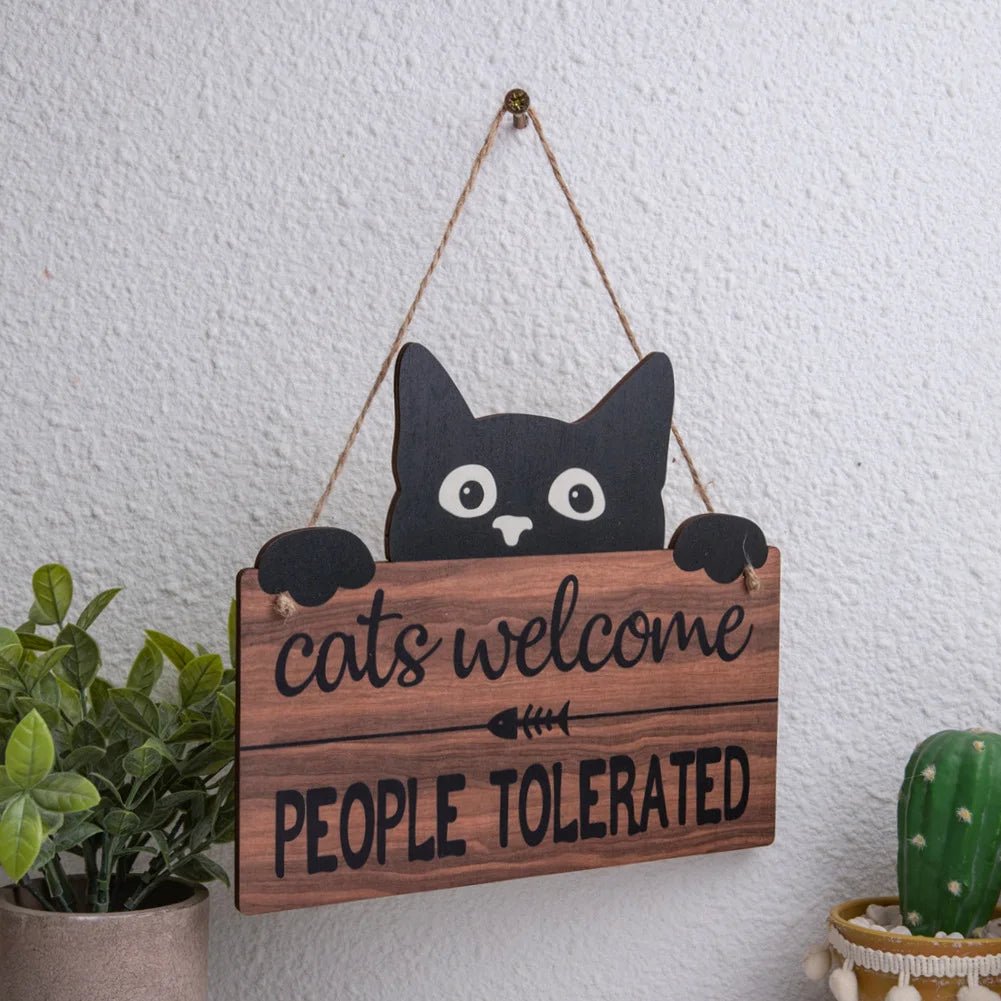 Black Cat Wooden Welcome Sign-Furbaby Friends Gifts