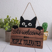 Laden Sie das Bild in den Galerie-Viewer, Black Cat Wooden Welcome Sign-Furbaby Friends Gifts