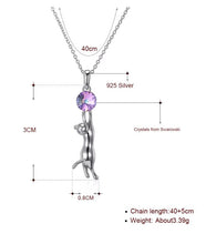 Charger l&#39;image dans la galerie, Blue Crystal &amp; Silver Cat Pendant Necklace-Furbaby Friends Gifts