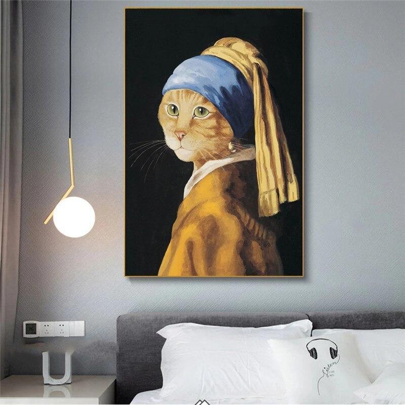 'Cat with the Pearl Earring' Canvas Oil Print-Furbaby Friends Gifts