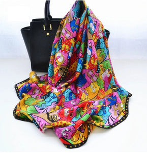 Colourful Kitties Silk Scarves-Furbaby Friends Gifts