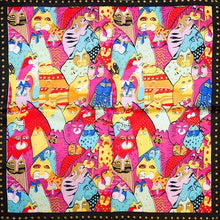 Carregar imagem no visualizador da galeria, Colourful Kitties Silk Scarves-Furbaby Friends Gifts