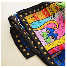 Cargar imagen en el visor de la galería, Colourful Kitties Silk Scarves-Furbaby Friends Gifts