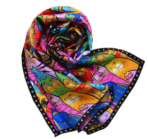 Colourful Kitties Silk Scarves-Furbaby Friends Gifts