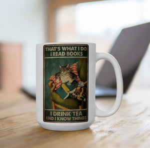 'Drink Tea and Know Things' Ceramic Mug-Furbaby Friends Gifts