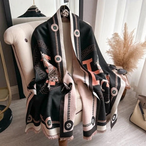 Equestrian Print Cashmere Pashminas-Furbaby Friends Gifts