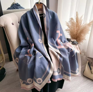 Equestrian Print Cashmere Pashminas-Furbaby Friends Gifts