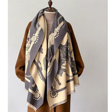 Laden Sie das Bild in den Galerie-Viewer, Horse Print Reversible Winter Cashmere Pashmina Scarves-Furbaby Friends Gifts