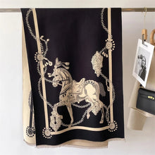 Laden Sie das Bild in den Galerie-Viewer, Horse Print Reversible Winter Cashmere Pashmina Scarves-Furbaby Friends Gifts