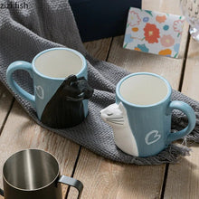 Laden Sie das Bild in den Galerie-Viewer, Kissing Cats Ceramic Mugs (Pair)-Furbaby Friends Gifts