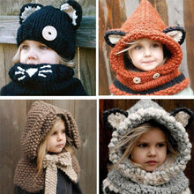 Load image into Gallery viewer, Knitted Animal Snood/ Hat &amp; Scarf-Furbaby Friends Gifts