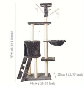 Large Cat Tree with Scratching Posts, Toys, Viewing Platforms and Cosy Bed-Furbaby Friends Gifts