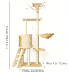 Large Cat Tree with Scratching Posts, Toys, Viewing Platforms and Cosy Bed-Furbaby Friends Gifts