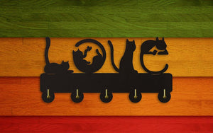 'Love Cats' Wooden Coat Rack-Furbaby Friends Gifts