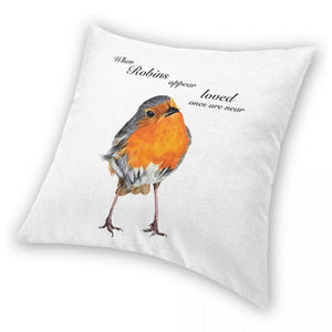 'Robins Appear When Loved Ones Are Near' Cushion Covers-Furbaby Friends Gifts