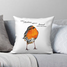 Laden Sie das Bild in den Galerie-Viewer, &#39;Robins Appear When Loved Ones Are Near&#39; Cushion Covers-Furbaby Friends Gifts