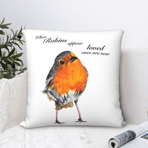 'Robins Appear When Loved Ones Are Near' Cushion Covers-Furbaby Friends Gifts