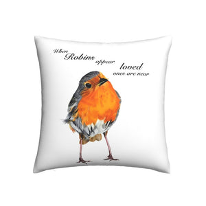 'Robins Appear When Loved Ones Are Near' Cushion Covers-Furbaby Friends Gifts