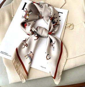 Silk Equestrian Pattern Scarves-Furbaby Friends Gifts