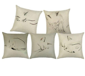 Sleeping Kitties Linen Cushion Covers-Furbaby Friends Gifts