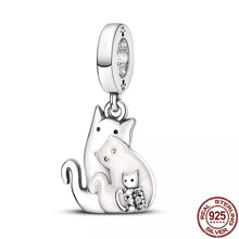 Carregar imagem no visualizador da galeria, Sterling Silver Cute &#39;Happy Family&#39; Cat Bracelet Charm-Furbaby Friends Gifts