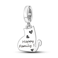 Charger l&#39;image dans la galerie, Sterling Silver Cute &#39;Happy Family&#39; Cat Bracelet Charm-Furbaby Friends Gifts