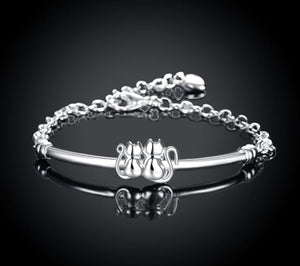 Sterling Silver Kitty Love Bracelet-Furbaby Friends Gifts