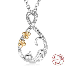 Cargar imagen en el visor de la galería, Sterling Silver &#39;Sleeping Cat&#39; Pendant Necklace-Furbaby Friends Gifts