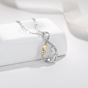 Sterling Silver 'Sleeping Cat' Pendant Necklace-Furbaby Friends Gifts