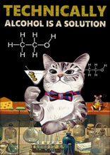 Load image into Gallery viewer, &#39;Technically Alcohol is a Solution&#39; Cat Canvas Wall Art-Furbaby Friends Gifts