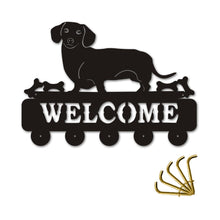 Charger l&#39;image dans la galerie, &#39;Welcome Doxie&#39; Wooden Coat Rack-Furbaby Friends Gifts