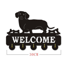 Charger l&#39;image dans la galerie, &#39;Welcome Doxie&#39; Wooden Coat Rack-Furbaby Friends Gifts